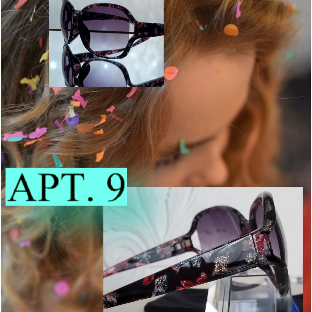 🖤 Rectangular Black Floral Sunglasses by: Apt.9